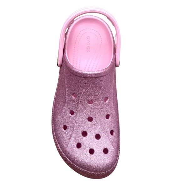 Crocs Womens Mega Wedge Platform Clog Size 7 Rose Glitter Slip-on Water Friendly - Picture 5 of 14